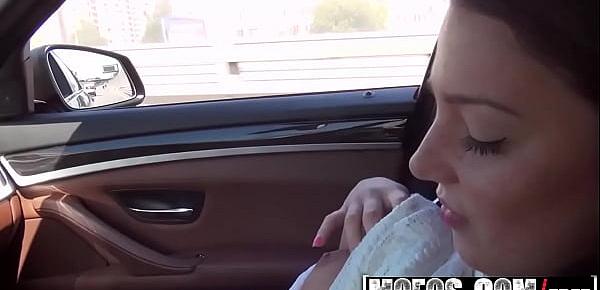  Stranded Teen (Foxy Di) get back doored in the backseat - Mofos